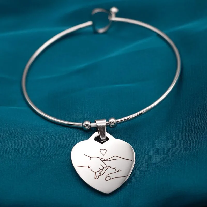 Bracciale in Acciaio Inox con Cuore Inciso