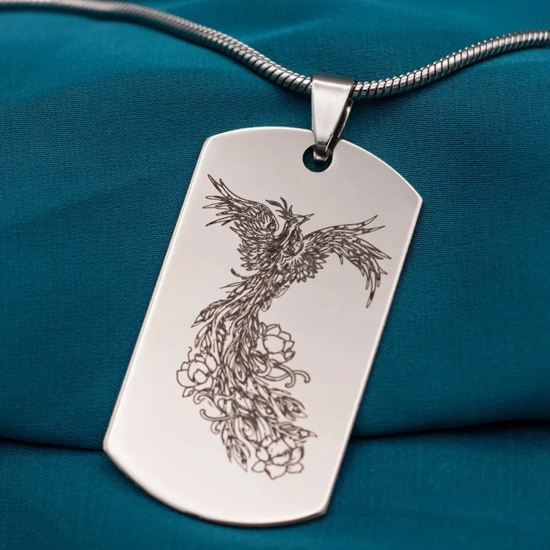 Collana Snake in Acciaio Inox con Fenice Incisa