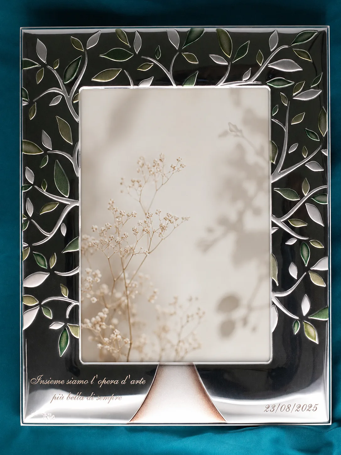 Engraving on Silver Frame for Wedding