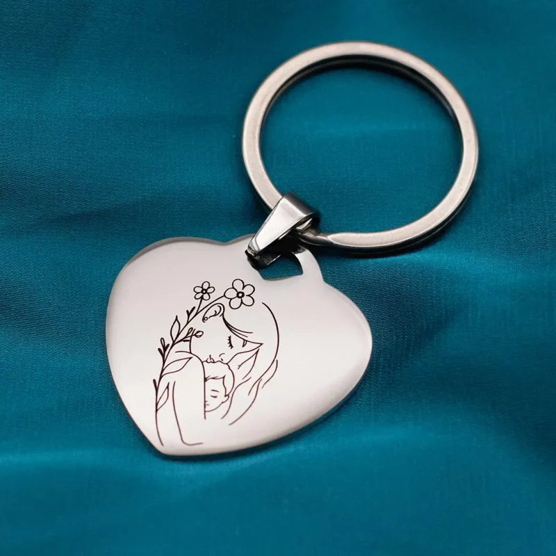 Portachiavi in Acciaio Inox con Cuore Inciso