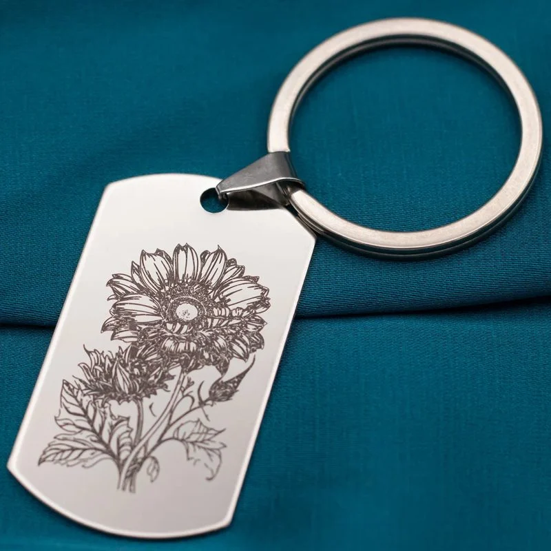 Portachiavi in Acciaio Inox con Girasole